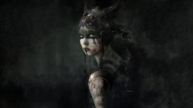 Masked woman bloodied bodypaint dark free wallpaper - medium preview image