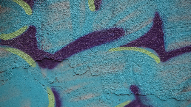 Blue purple flower graffiti fence free wallpaper - medium preview image