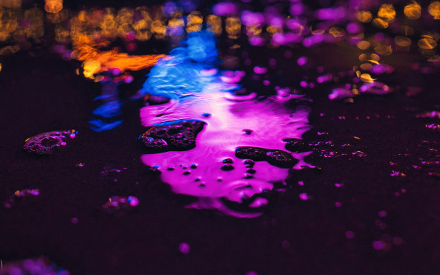 Puddle colorful lights black surface free wallpaper - medium preview image
