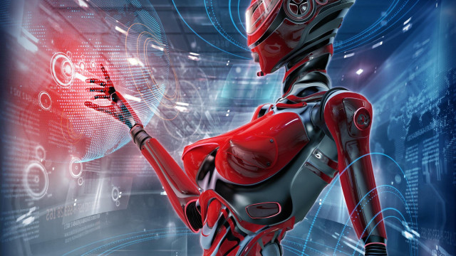 Robot red light hand futuristic free wallpaper - medium preview image