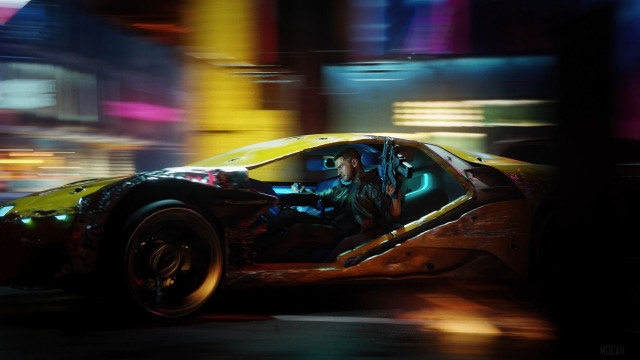 Night driving cyberpunk car pilot free wallpaper - medium preview image