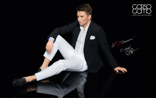 Man suit white pants posing free wallpaper - medium preview image
