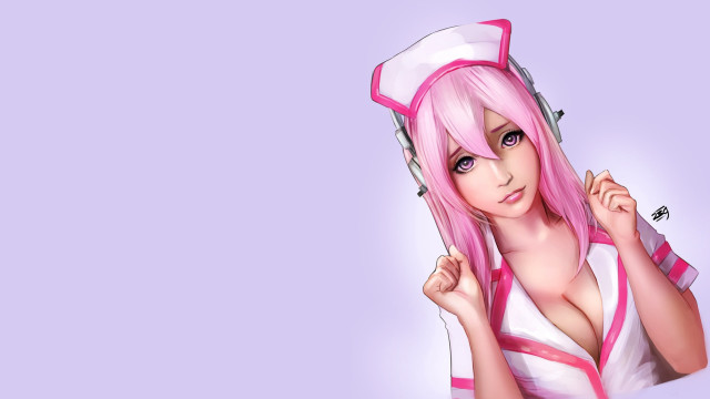 Pink hair nurse cap anime free wallpaper - medium preview image
