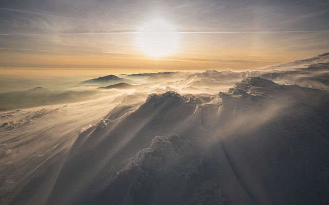 Mountain range sunshine clouds lake free wallpaper - medium preview image