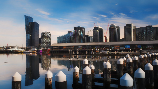 City skyline bridge river mountains #2 free wallpaper - medium preview image