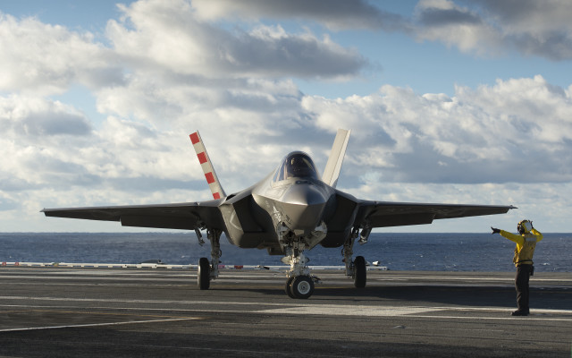 Fighter jet ocean horizon man free wallpaper - medium preview image