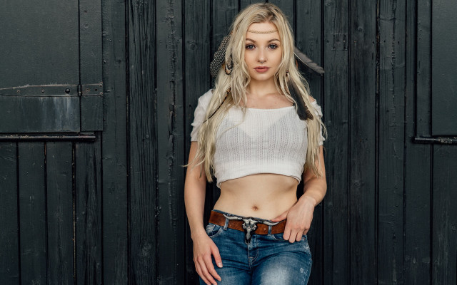 Woman long hair white top #5 free wallpaper - medium preview image