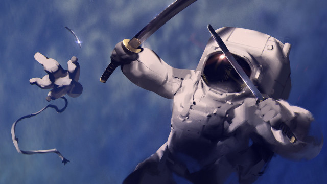 Space suit man sword snake free wallpaper - medium preview image
