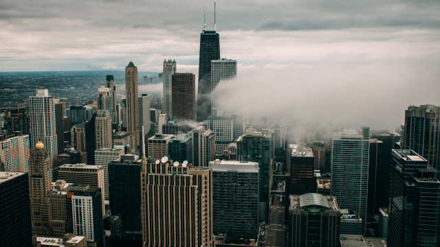 Cityscape skyscrapers clouds bridge architecture free wallpaper - medium preview image