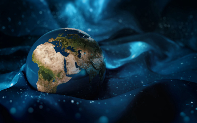 Blue earth glow water droplets free wallpaper - medium preview image