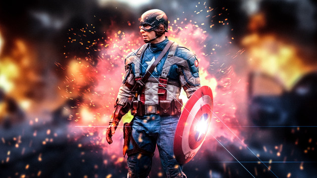 Captain america shield sword fire free wallpaper - medium preview image