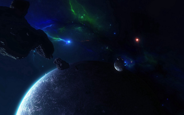 Space eve aurora moon galaxy free wallpaper - medium preview image