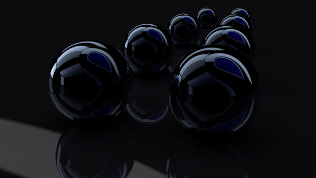 Blue balls reflection black surface free wallpaper - medium preview image