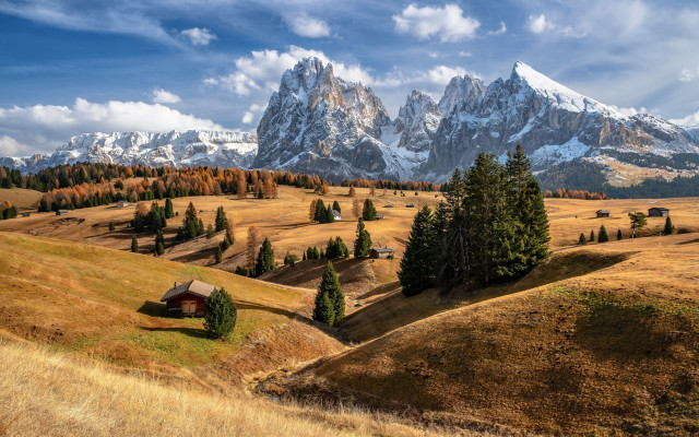Mountain house snow capped landscape free wallpaper - medium preview image