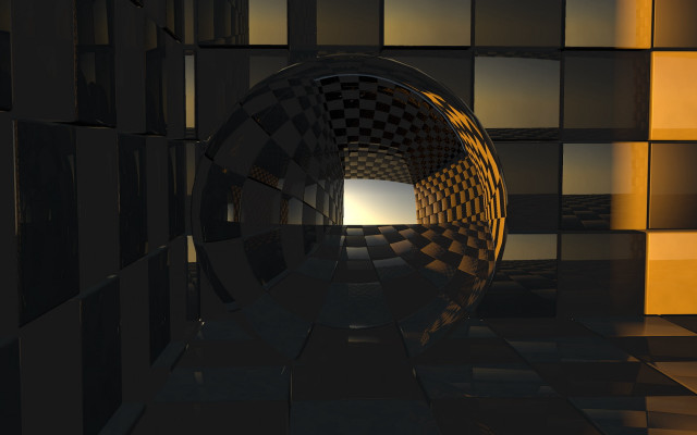 Black white sphere checkered floor free wallpaper - medium preview image
