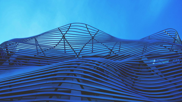 Unusual building kinetic art blue free wallpaper - medium preview image