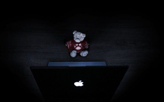 Teddy bear laptop dark light free wallpaper - medium preview image
