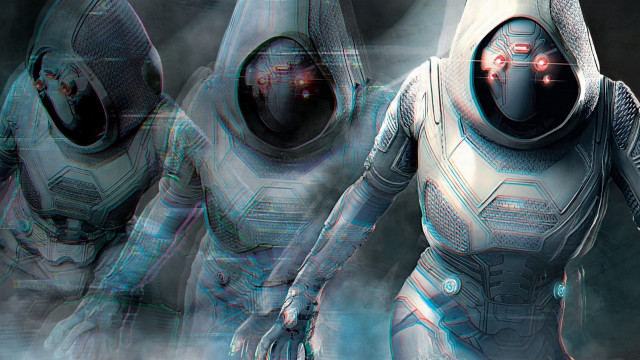Futuristic people redlight foggy blackground free wallpaper - medium preview image