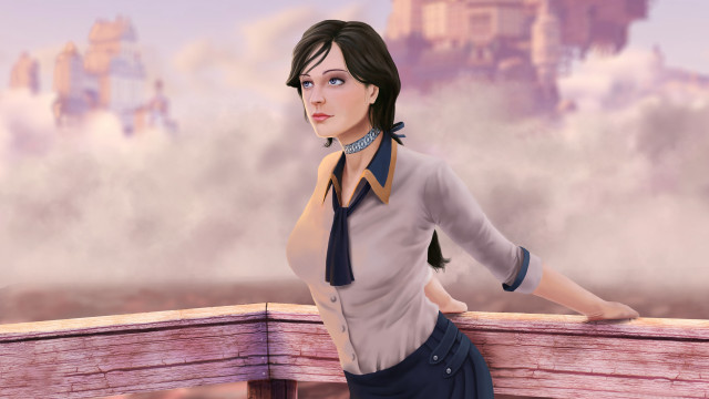 Woman dress tie fence city free wallpaper - medium preview image
