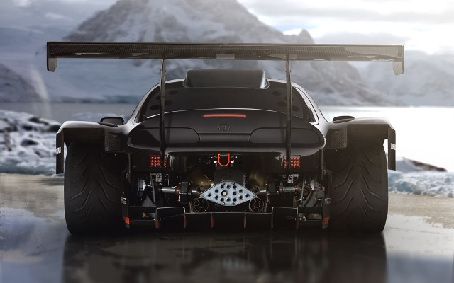 Black car flat tire mountain free wallpaper - medium preview image