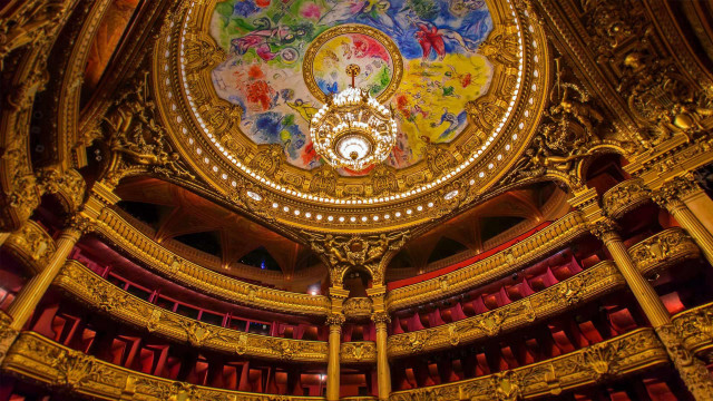 Ornate ceiling chandelier clock theater free wallpaper - medium preview image