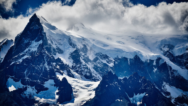 Snowy mountain cloudy sky night free wallpaper - medium preview image