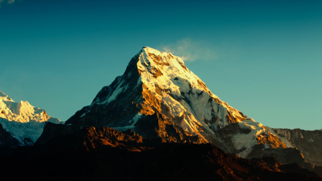 Mountain snowcap blue sky fire free wallpaper - medium preview image