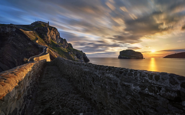 Stone wall sunset rock outcropping free wallpaper - medium preview image