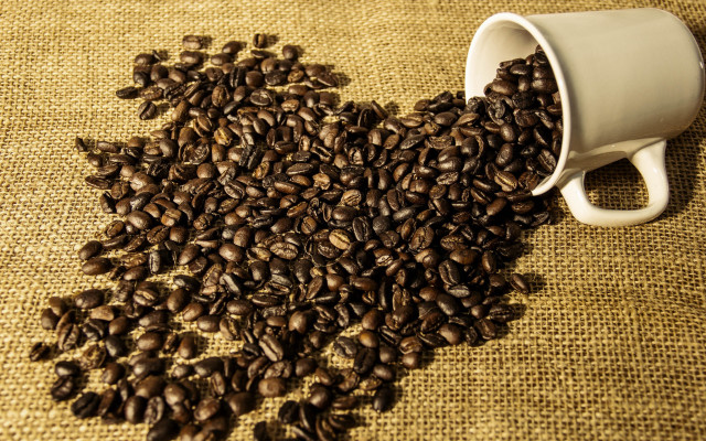 Coffee beans heart burlap white free wallpaper - medium preview image