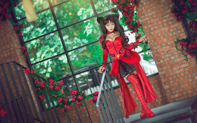 Red dress red boots sword free wallpaper - medium preview image
