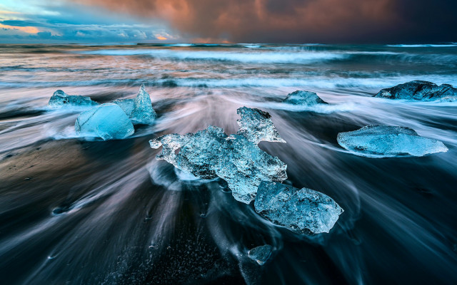 Ice beach water clouds planet free wallpaper for desktop - medium preview image