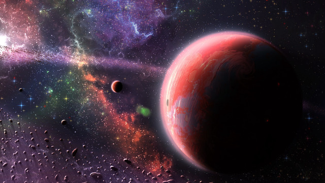 Red planet stars galaxy astronaut free wallpaper - medium preview image