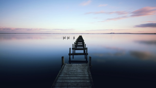 Dock chairs sunset clouds horizon free wallpaper - medium preview image