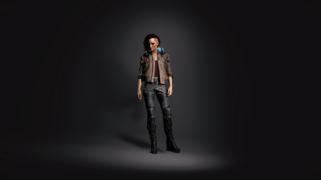 Woman leather jacket boots dark free wallpaper - medium preview image