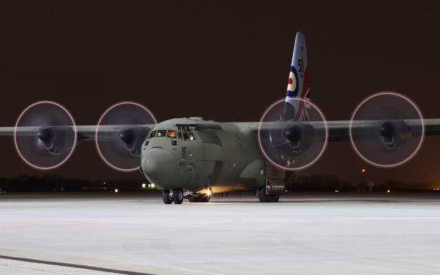 Military plane runway night tiltshift free wallpaper - medium preview image