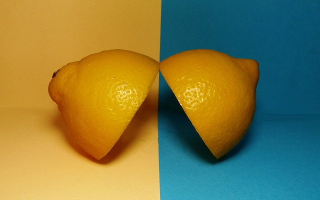 Two oranges blue yellow background free wallpaper - medium preview image