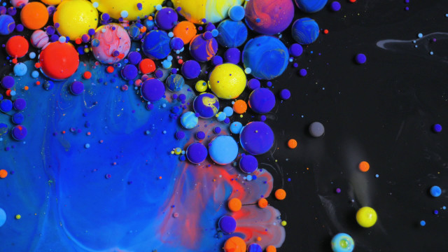 Colorful balls floating black liquid free wallpaper - medium preview image