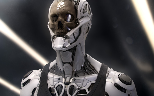 Robot skull helmet afrofuturism ambient free wallpaper - medium preview image