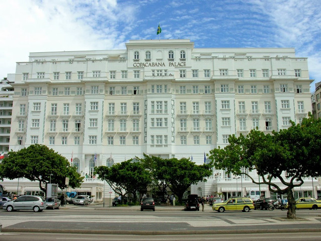 Large white building windows trees free wallpaper - medium preview image