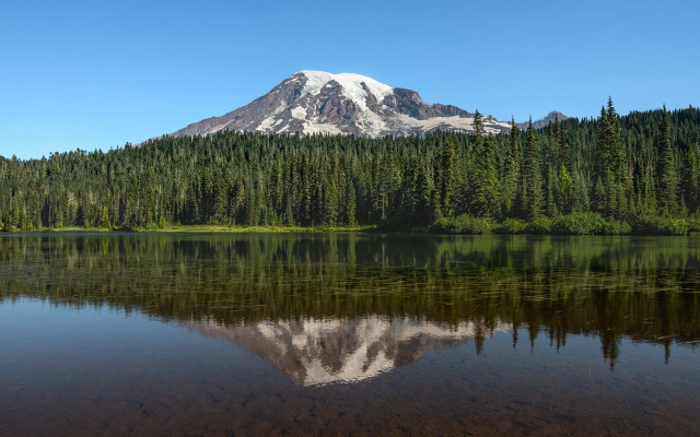 Mountain reflection lake forest blue free wallpaper - medium preview image