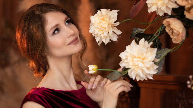 Elina karimova red dress flower free wallpaper - medium preview image