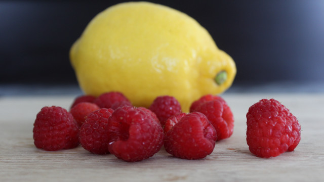 Lemon raspberries still life food free wallpaper - medium preview image