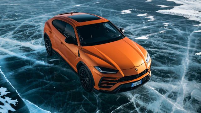 Orange car ice water 3d free wallpaper - medium preview image
