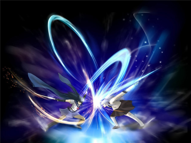 Animated characters fighting blue black free wallpaper - medium preview image