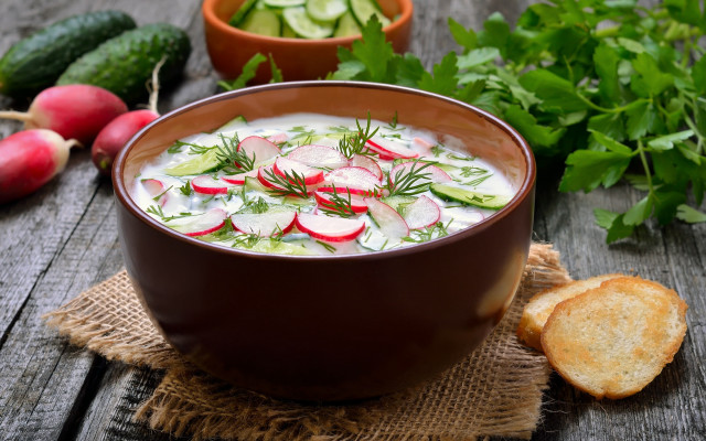 Soup radishes cucumbers bread vegetables free wallpaper - medium preview image