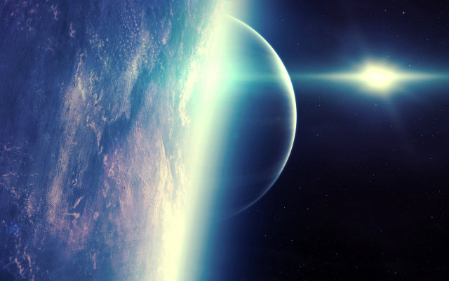 Space star planet moon aurora free wallpaper - medium preview image