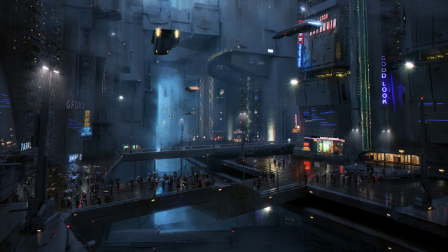 Futuristic city night cyberpunk neo free wallpaper - medium preview image