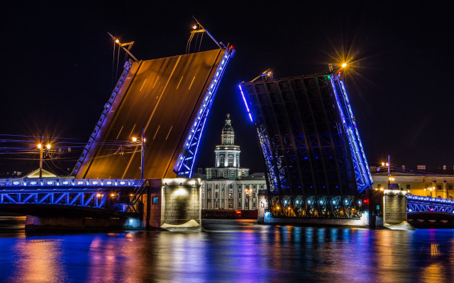 Fedot sychkov bridge night cityscape free wallpaper - medium preview image