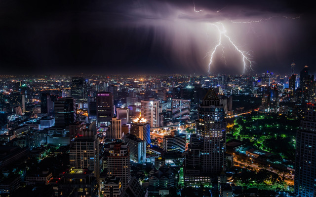 Lightning city night skyline tokyo free wallpaper - medium preview image