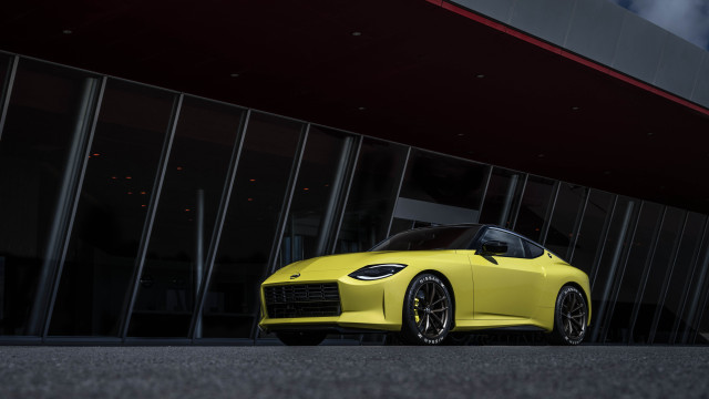Yellow sports car red roof free wallpaper - medium preview image